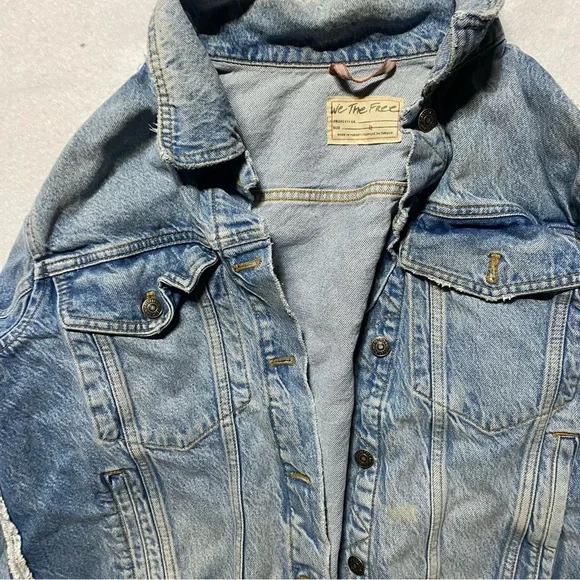 We The Free Distressed Denim Jacket XL - Picture 3 of 9